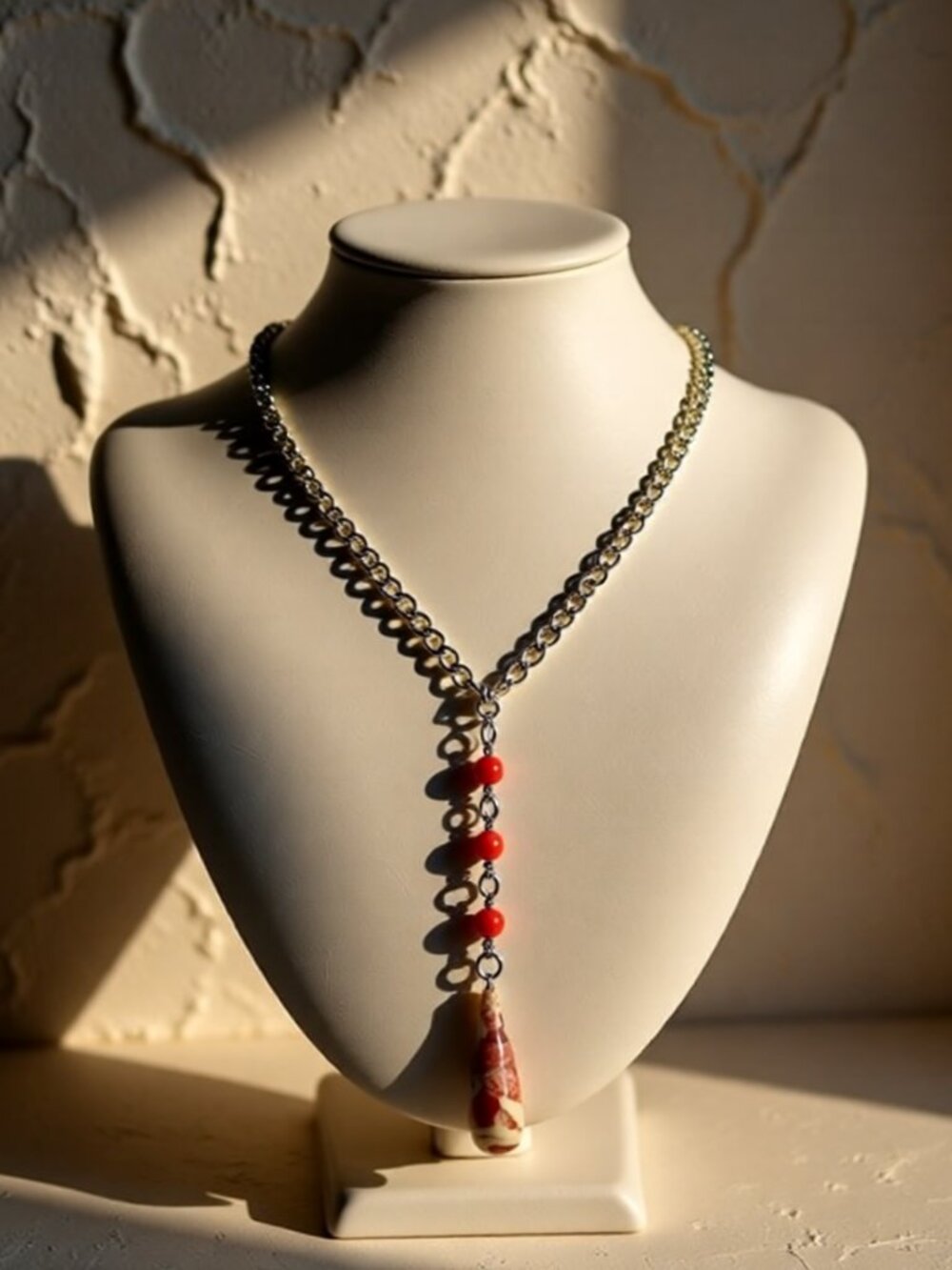 Handcrafted Fall Statement "Y" Necklace! Natural Jasper and Agate - OOAK Jewelry